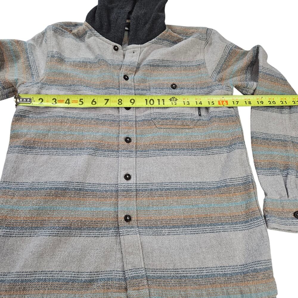 Billabong Men's Flannel Hoodie Shirt Gray/Brown Medium Skate Surf Grunge - Picture 5 of 6